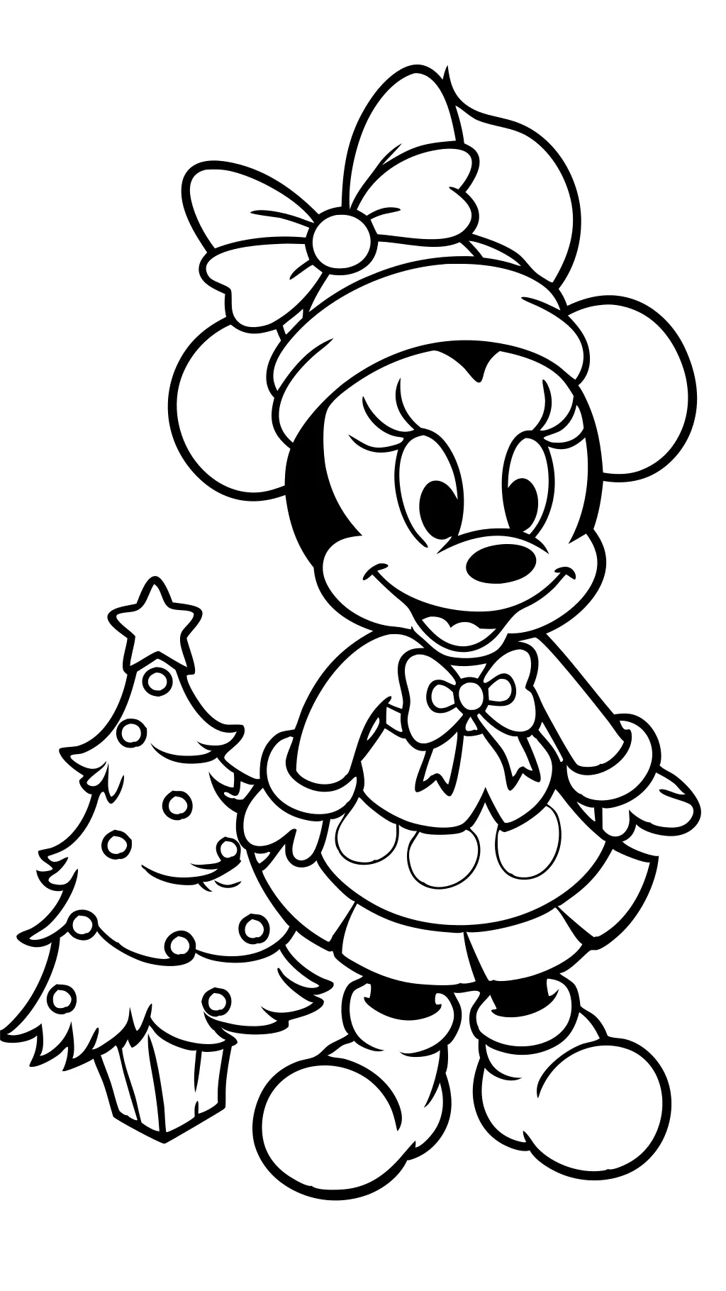 Minnie Mouse Página para colorear de Navidad